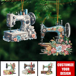 Shiny Sewing Machine Personalized Acrylic Christmas Ornament