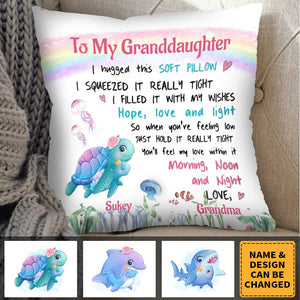 Gift From Grandma Mom Personalized To Daughter Granddaughter Son Grandson Sea Animals Hug This Pillow