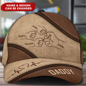 Outline Fist Bump Daddy Grandpa Personalized Classic Cap