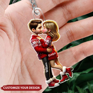 Pretty Couple Kissing - Personalized Acrylic Keychain, Gift For Him, For Her