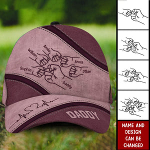 Outline Fist Bump Daddy Grandpa Personalized Classic Cap