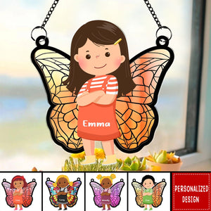 Butterfly Kids - Personalized Window Hanging Suncatcher Ornament