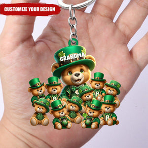 Saint Patrick Day - Personalized Bear Grandma Keychain