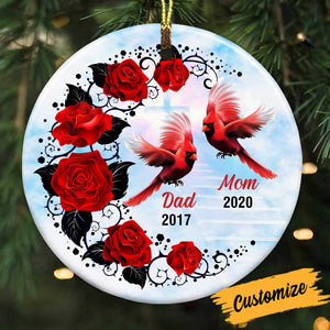 Memo Cardinal Mom Dad Grandma Grandpa Cardinal Christmas Circle Ornament