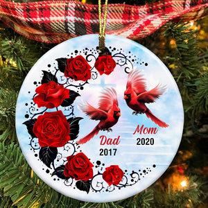 Memo Cardinal Mom Dad Grandma Grandpa Cardinal Christmas Circle Ornament