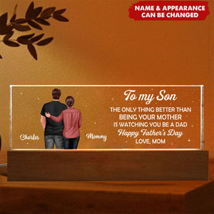 To My Son From Mom Happy Father‘s Day Back View Personalized Acrylic Block LED Night Light