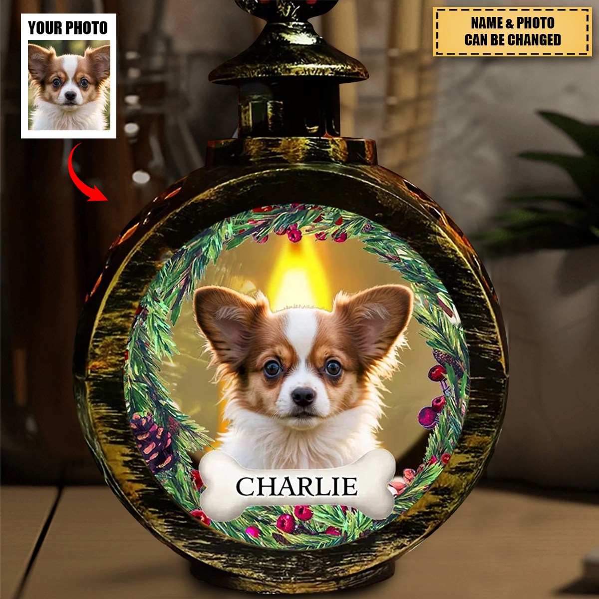 Personalized Photo Your Furry Friend Always Lights Up Your Day - Dog & Cat Custom Candlelight Lantern Ornament