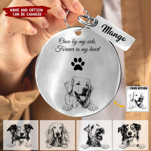 Custom Pet Dog Memorial Stainless Steel Keychain - Personalized In Loving Memory Of Keyring - You Paws Prints Are Forever In My Heart