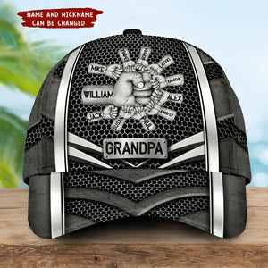 Grandpa Daddy Papa Hands To Hands Kids Metal Pattern Personalized Classic Cap