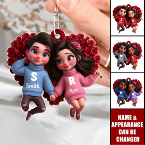 Personalized Gift For Couple Together Since Cartoon Style Acrylic Keychain