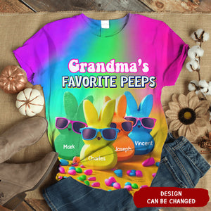 Grandma's Favorite Kids Rainbow Color Personalized 3D T-shirt