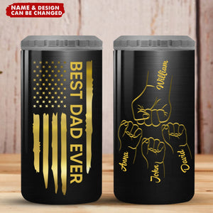 Best Dad Papa Grandpa Ever Fist Bump Outline Nation Flag Personalized Can Cooler