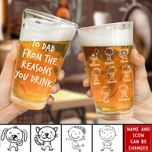 From The Reasons You Drink Father's Day Gifts For Dad - Personalized Beer Glass