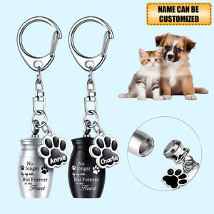 Pet Memorial Ashes Urn With Paw Print Personalized Keychain, Clasp Closure Keepsake