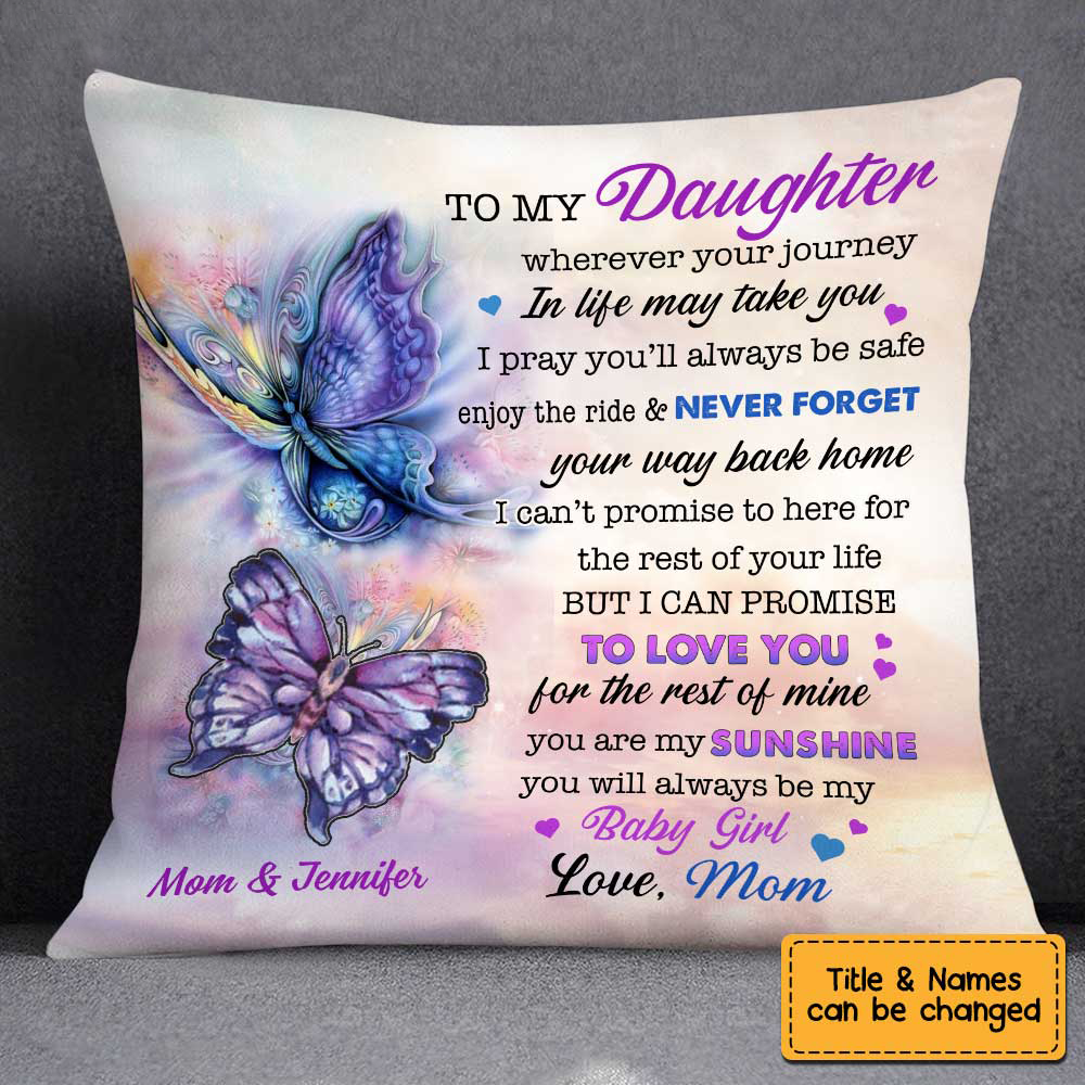 Personalized Butterfly Daughter Pillow