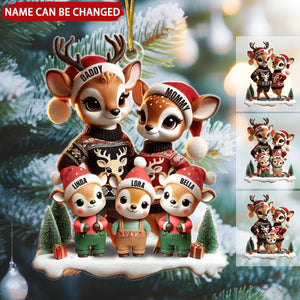 Deer Family Warm Personalized Christmas Ornament