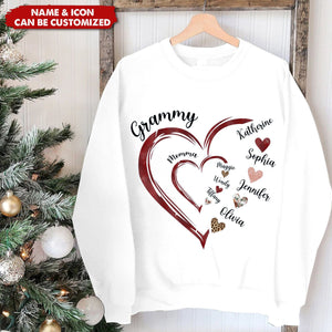 Heart Mom Grandma And Kids - Personalized Sweatshirt, Gift For Birthday Mother's Day