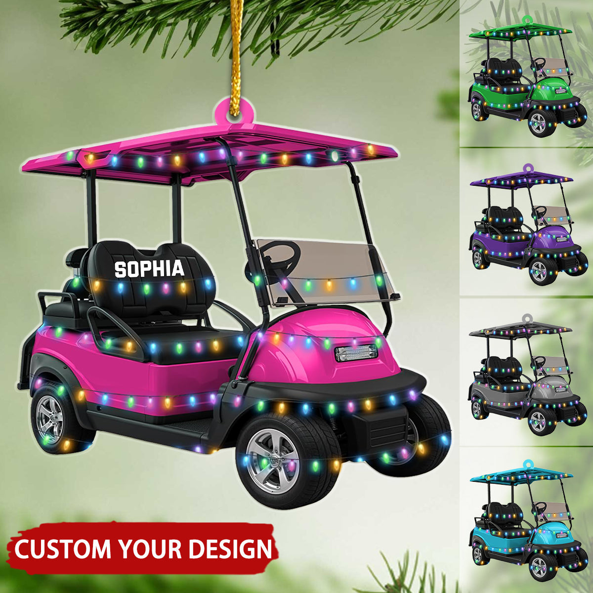 Golf Cart Christmas Light Personalized Christmas Ornament, Gift For Golfer