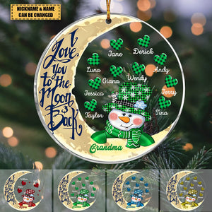 Grandma Grandkids - Snowman Nana Mom Sweet Heart Kids - Personalized Circle Ornament