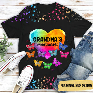 Colorful Heart Grandma Auntie Mom Butterfly Kids Personalized 3D T-shirt