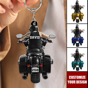 Motorcycle Man Personalized Keychain, Gift For Biker Lover