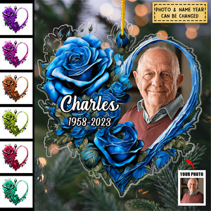 Personalized Colorful Rose Memorial Ornament