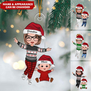 Happy Doll Grandma & Grandkid - Personalized Acrylic Christmas Ornament