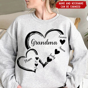 Personalized Mom Grandma And Grandkids Hearts Gift For Grandma Sweatshirt