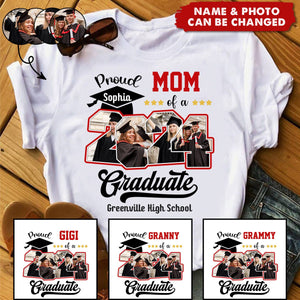 Custom Photo Proud Family Of A Class Of 2024 Graduate Senior - Personalized Graduation T Shirt