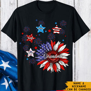 Sunflowers 4th Of July Grandma - Personalized Custom T Shirt - Birthday, Loving, Funny Gift for Grandma