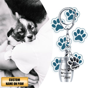 You Left Paw Prints On My Heart - Memorial Ashes Urn Personalized Keychain