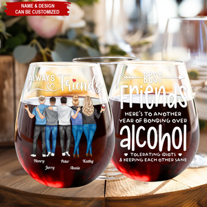 Here's To Another Year Of Laughing & Keeping Each Other Sane! - Personalized Stemless Wine Glass