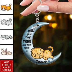 Cute Sleeping Cat Personalized Acrylic Keychain, Gift For Cat Lovers