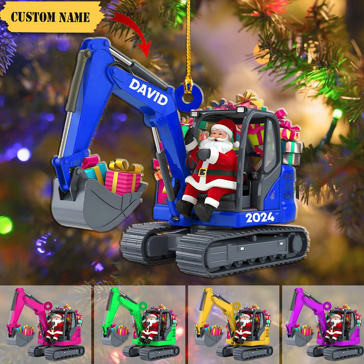 Personalized Excavator Christmas Ornament, Gift For Excavator Lovers, Construction Worker Christmas Tree Ornament