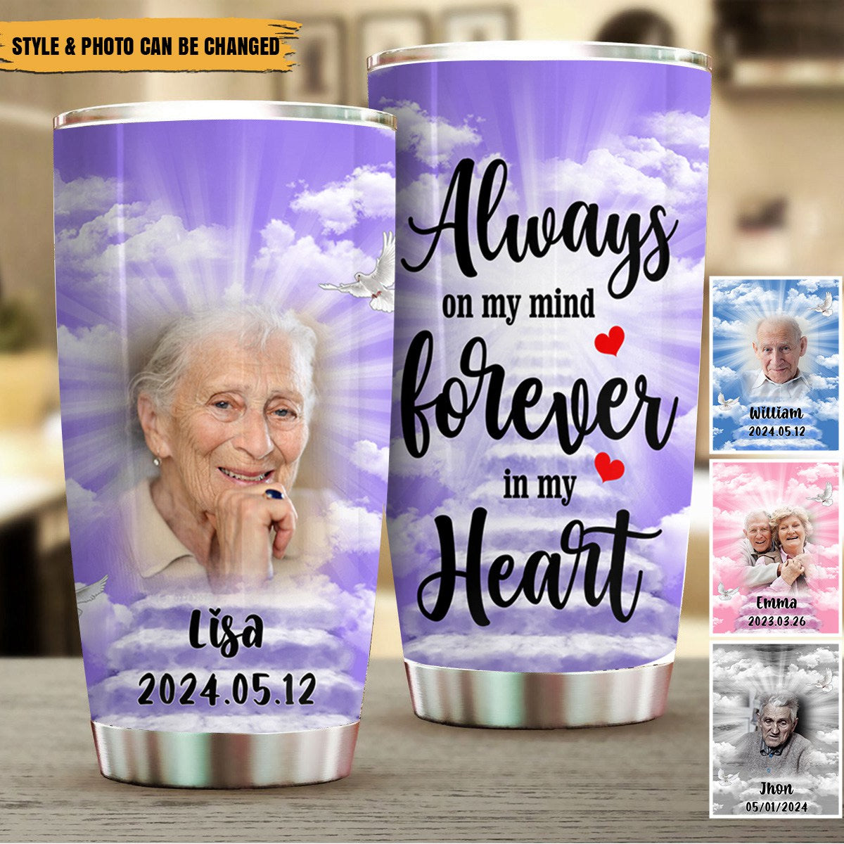 Loving Memories Custom Photo Personalized Tumbler Cup