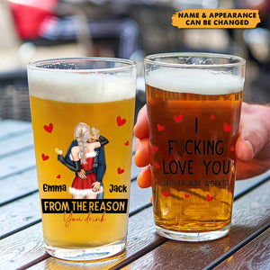 I F-king Love You Either Way Works - Personalized Beer Glass