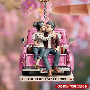 Cartoon Couple On Truck Personalized Acrylic Keychain