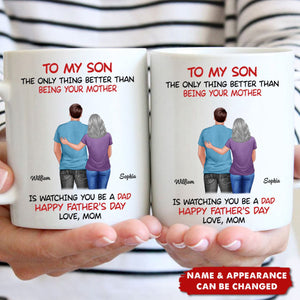 From Mom To Son Happy Father's Day Personalized Ceramic Mug, Coffee Mug, Heartfelt Father's Day Gift For Son