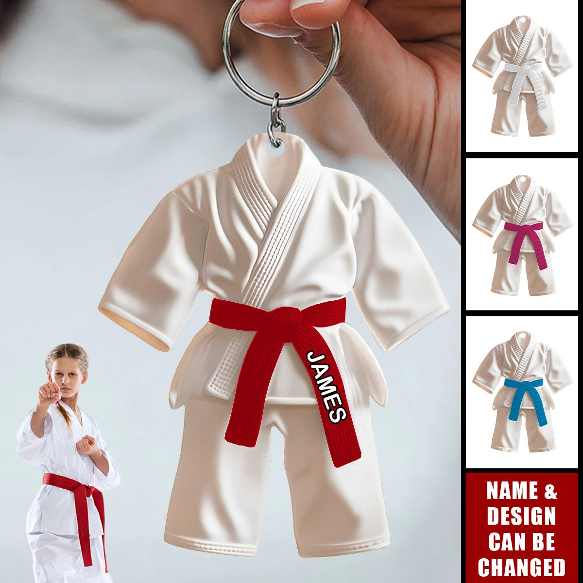 Personalized Taekwondo Uniform Keychain, Taekwondo Lover Gift