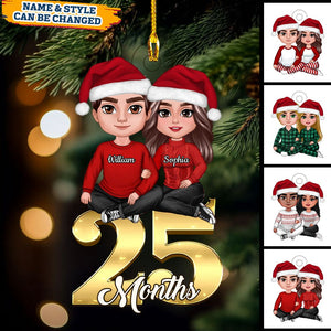 Couple Anniversary Sitting On Number Personalized Ornament
