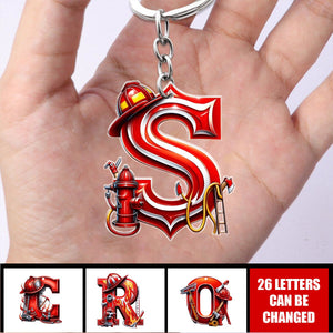 Custom Alphabet Letter Firefighter Gifts Keychain