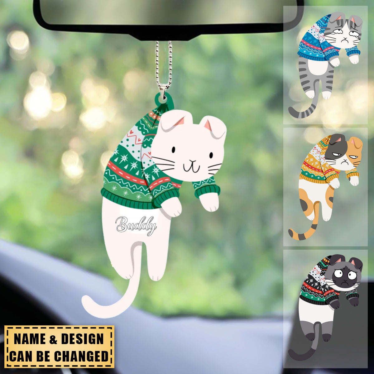 Hanging Cats - Personalized Ornament