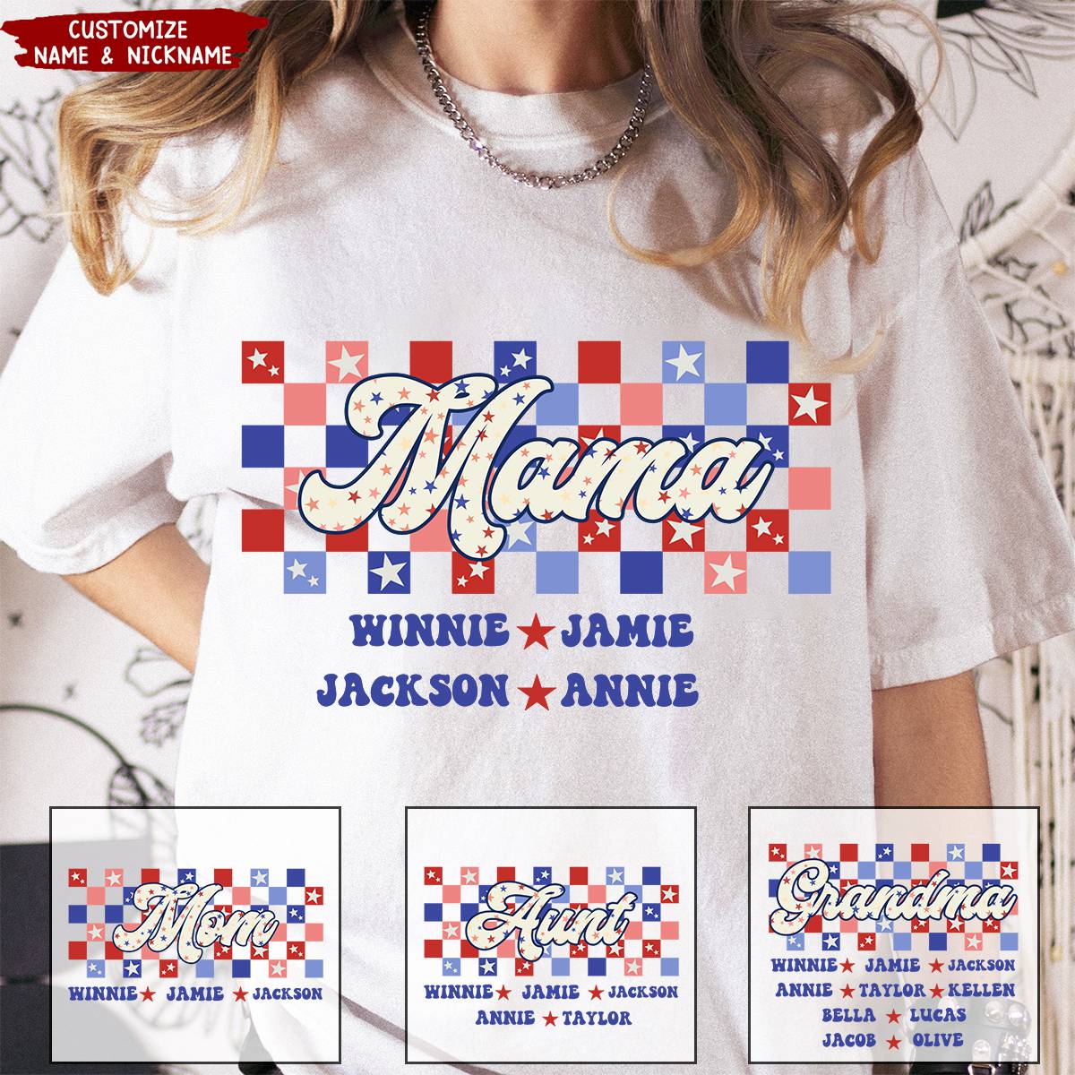 4th Of July Mama Family Personalized T-shirt