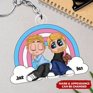 Y2K Couple LGBT Rainbow Personalized Acrylic Keychain