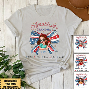 4th of July Pretty American Grandma Mom Style Custom Kids Personalized Shirt