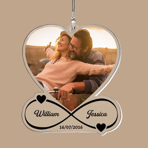 Personalized Heart Photo Couple Car Ornament - Anniversary Gift For Couple