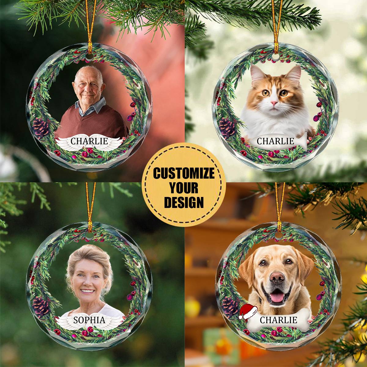 Custom Photo I'm Always With You - Memorial Personalized Circle Glass Ornament