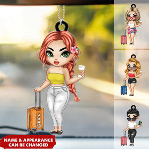 Personalized Summer Travel Is My Therapy Girl Acrylic Car Ornament