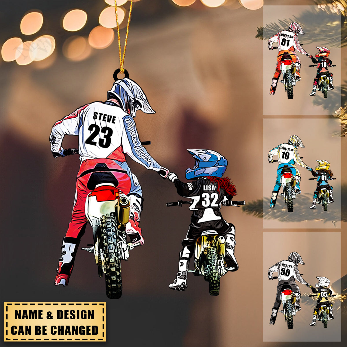 Personalized Motocross Ornament with custom Name, Number & Appearance