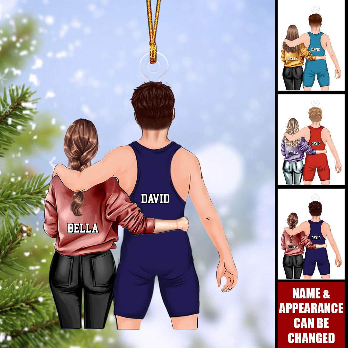 Personalized Ornament, Christmas Gift For Couple, Wrestling Mom, Boyfriend, Son, Brother, Grandson, Gift For Wrestling Lovers